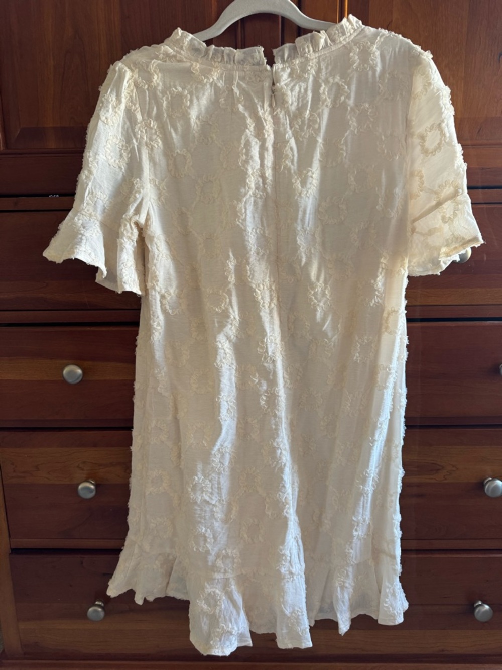 Cream Textured Short Sleeve Dress - Casual Elegant- NWT size small